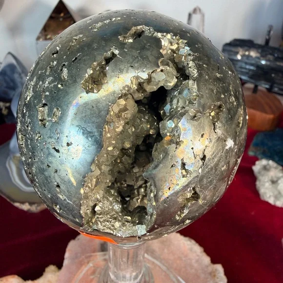 Collector Quality Pyrite Sphere from Peru • Cubic Crystal Formations 3.37” - Picture 3 of 8